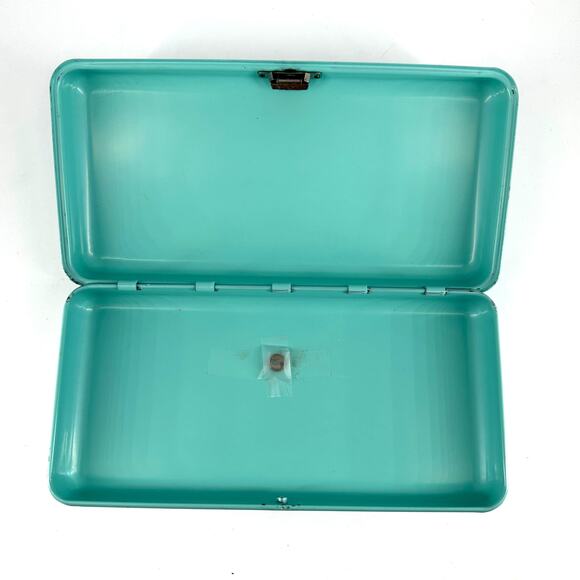 Vintage Turquoise Metal Box Great Southern Life Insurance Co Houston Texas - Picture 3 of 8